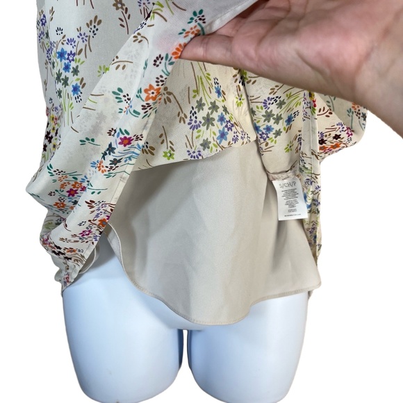 Cabi Cream Floral Print‎ Collared Keyhole Front Sleeveless Blouse Small - Picture 5 of 9